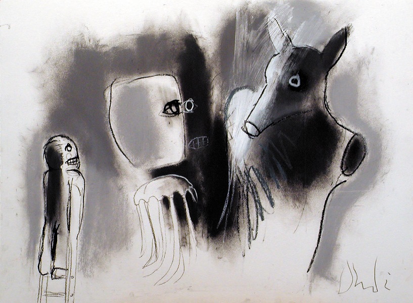 W poszukiwaniu utraconego ego&nbsp;&nbsp;&nbsp;&nbsp;2001&nbsp;&nbsp;&nbsp;&nbsp;kredka olejowa i pastel&nbsp;&nbsp;&nbsp;&nbsp;75 x 107cm